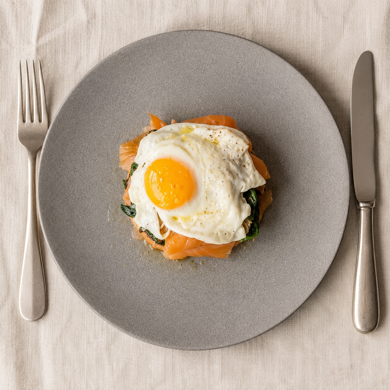 Potato Rösti with Spinach, Smoked Salmon & Egg