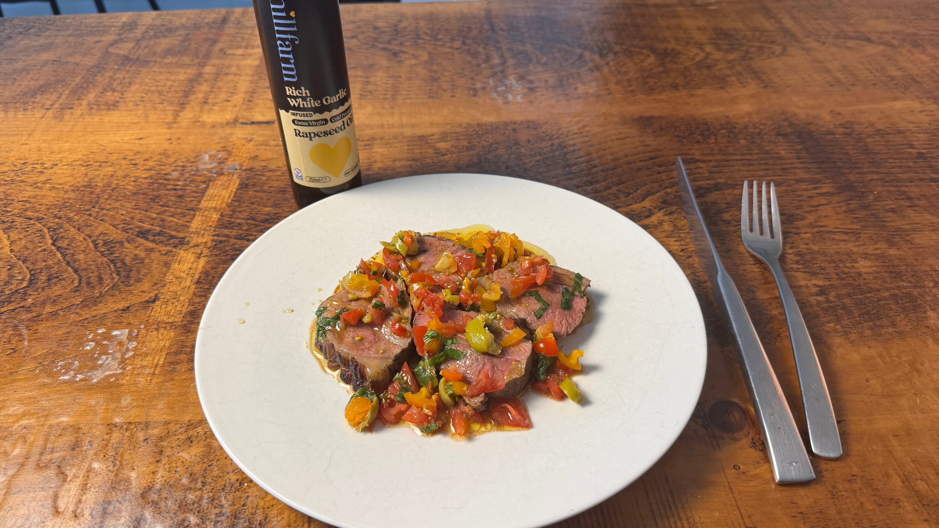 Rump of Lamb with Tomato, Basil & Olive Salsa